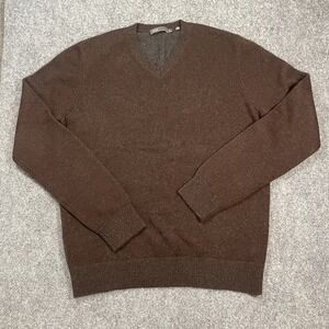 Vince Cashmere Sweater Mens Extra Large Choc Brown Pullover V-Neck Golf Casual